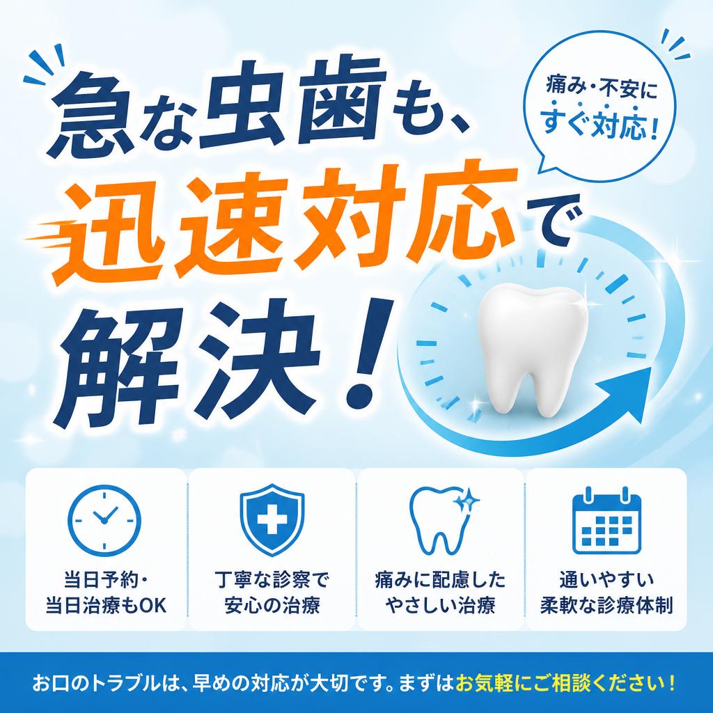 急な虫歯も、迅速対応で解決！