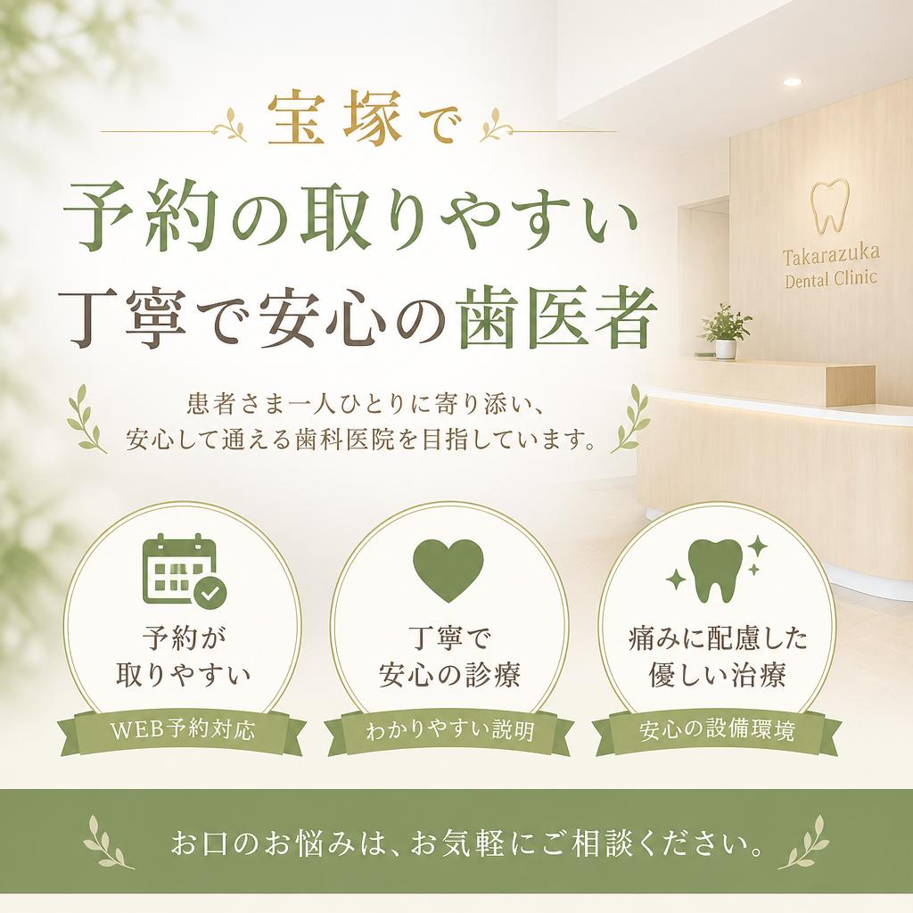 宝塚で予約の取りやすい、丁寧で安心の歯医者