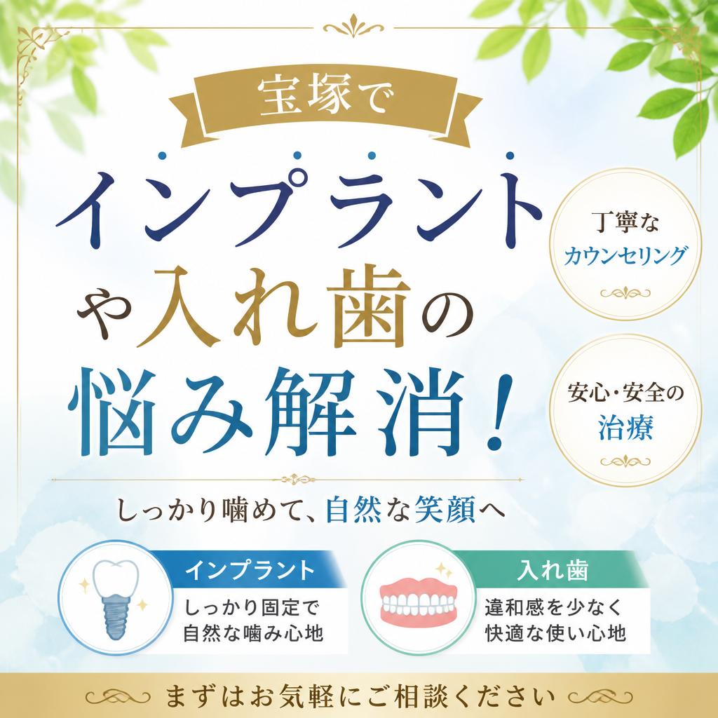 宝塚でインプラントや入れ歯の悩み解消！