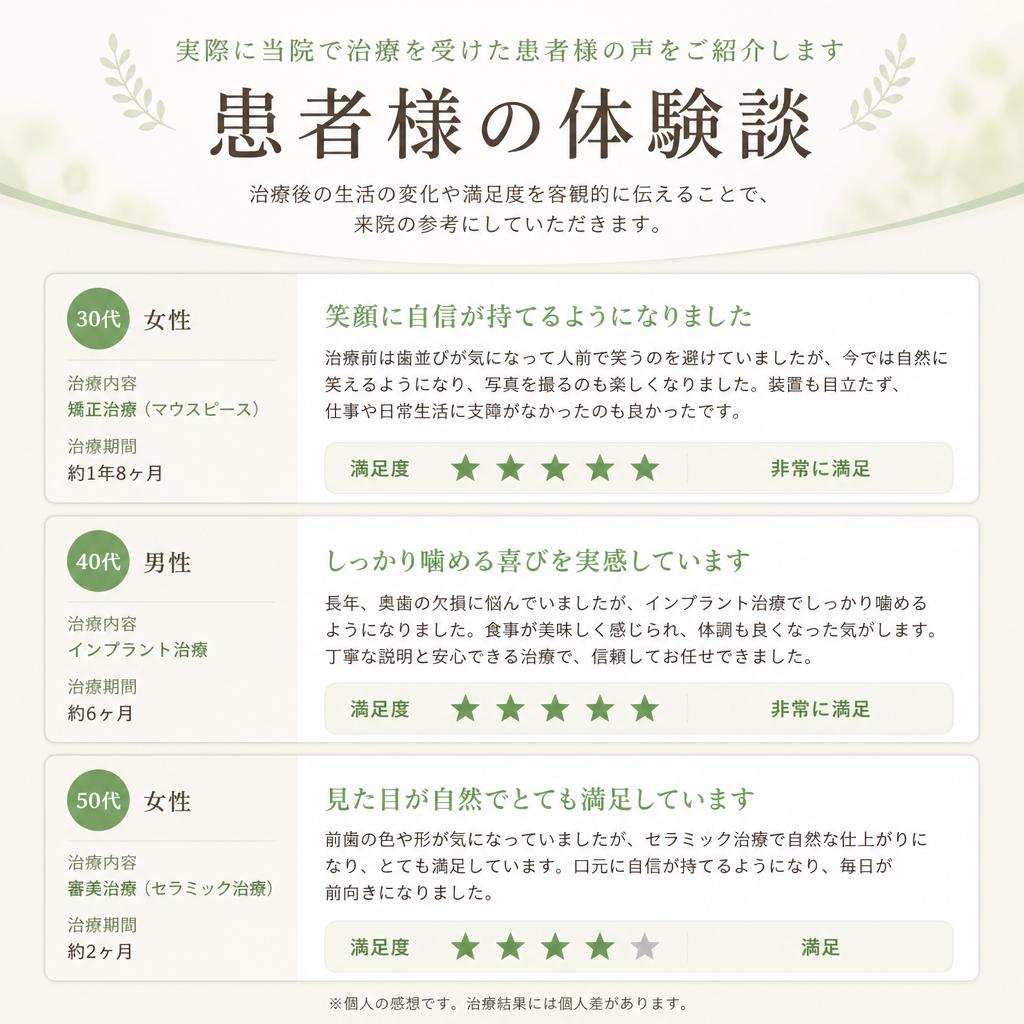 お悩み事例と患者様の声