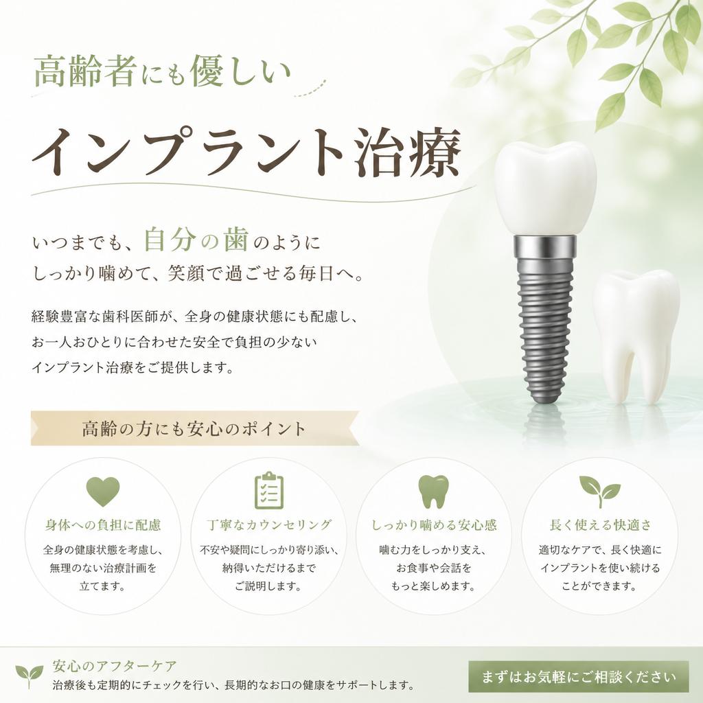 高齢者にも優しいインプラント治療