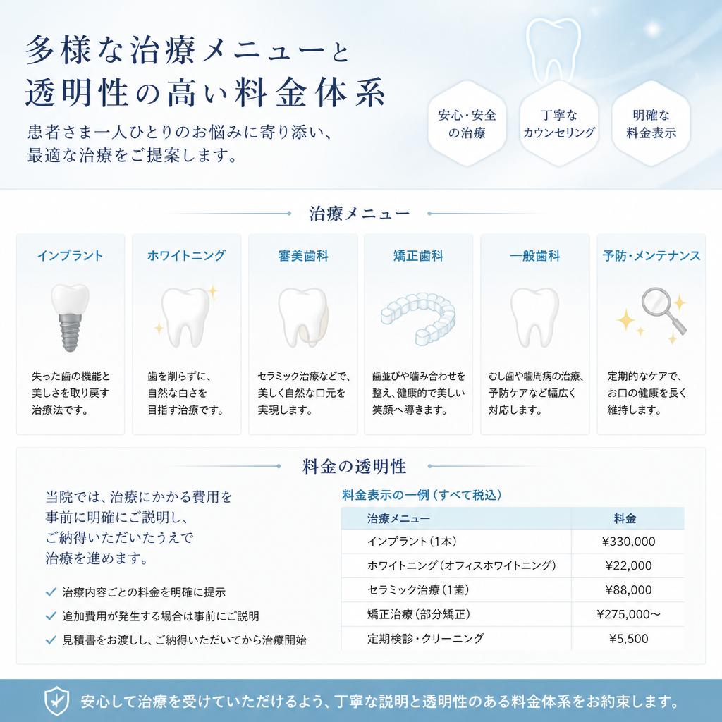 5. 色々なメニューと料金